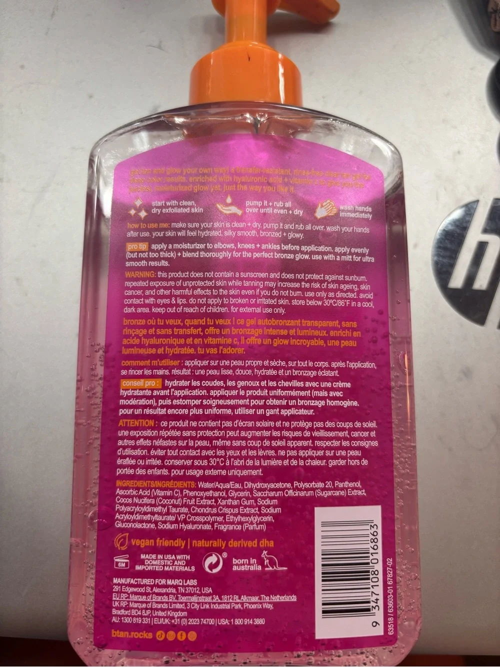 b.tan Glow Your Own Way The OG Glow Darkest Clear Self Tan Gel - Pink